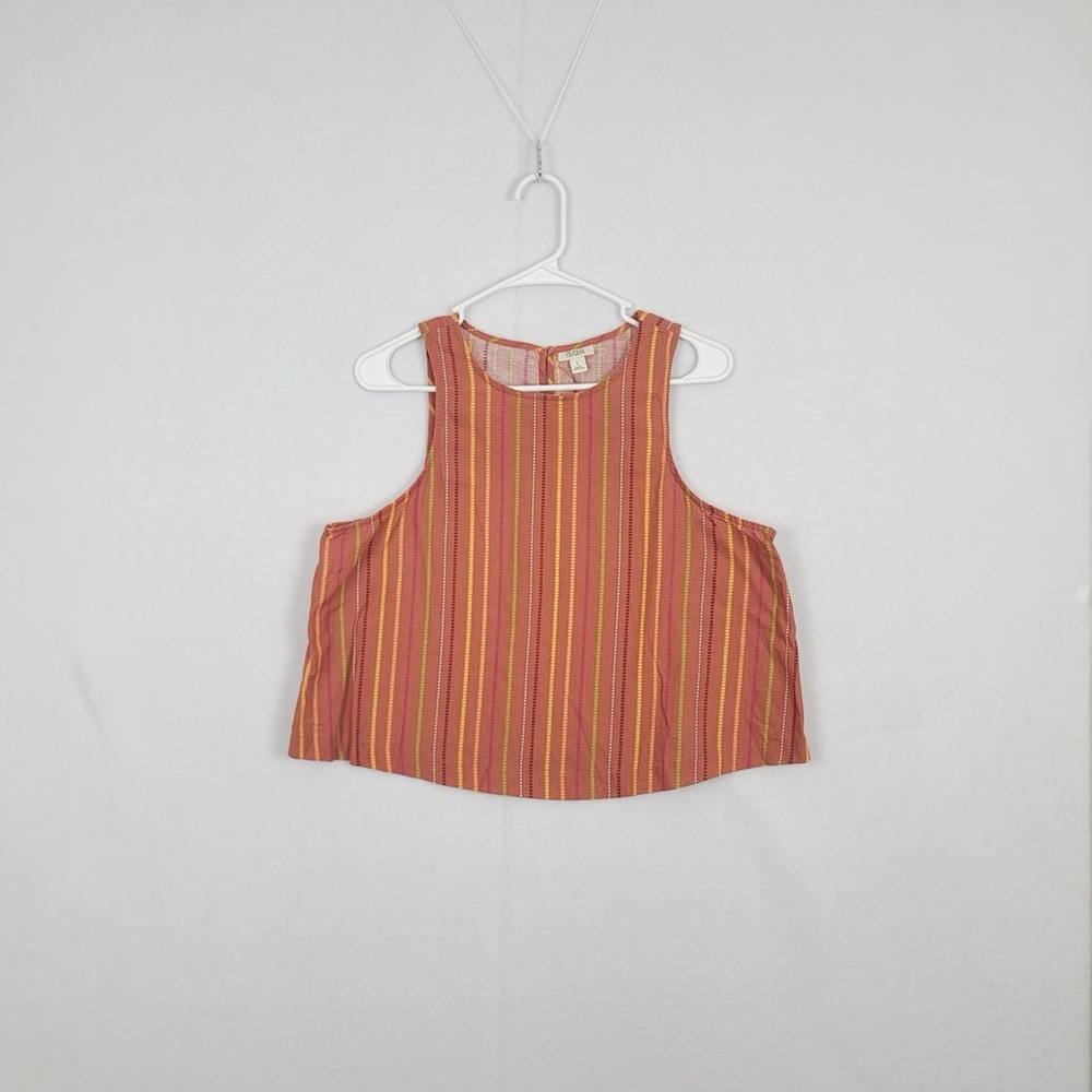 A.N.A Large Linen Sleeveless Blouse Striped Burnt Orange Basic